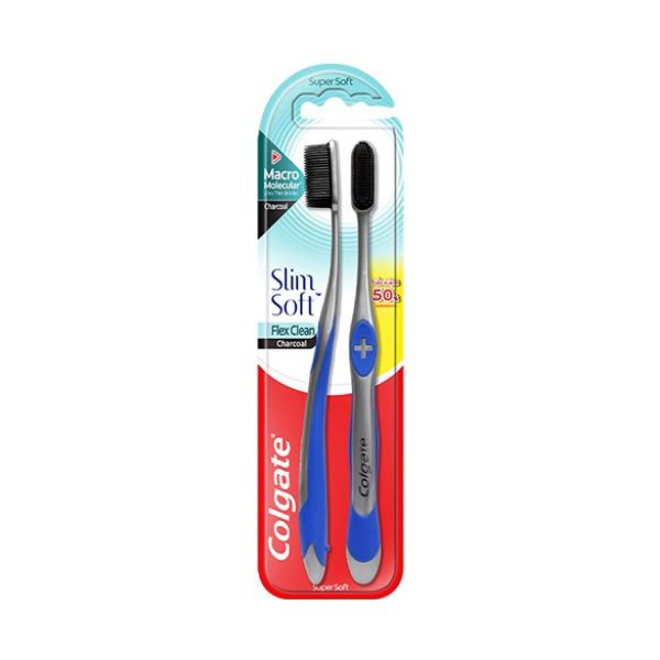 Bàn Chải Đánh Răng Colgate SlimSoft Flex Clean Charcoal 2 Cây