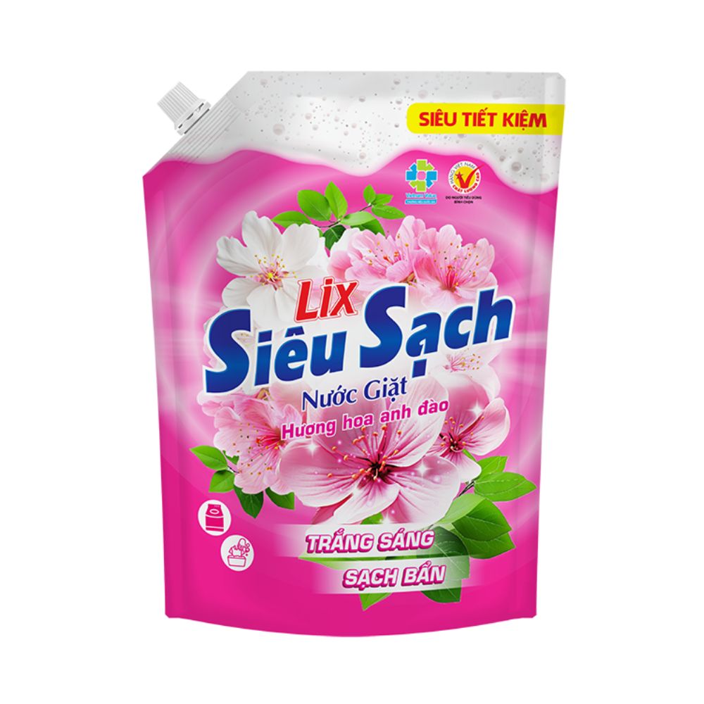 Nước Giặt Lix Siêu Sạch Hương Hoa Anh Đào 2.4KG