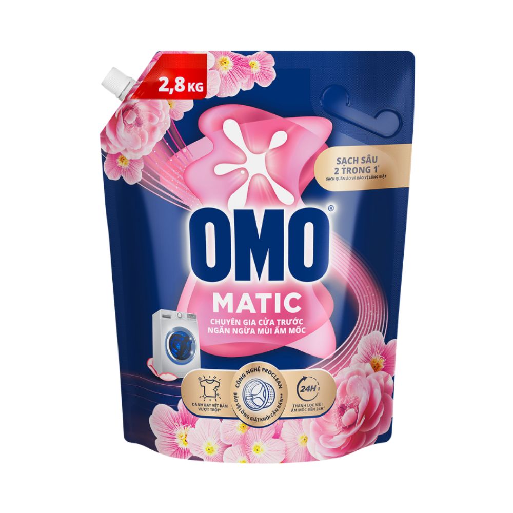 Nước Giặt OMO Matic Cửa Trước Ngăn Ngừa Mùi Ẩm Mốc 2.8KG