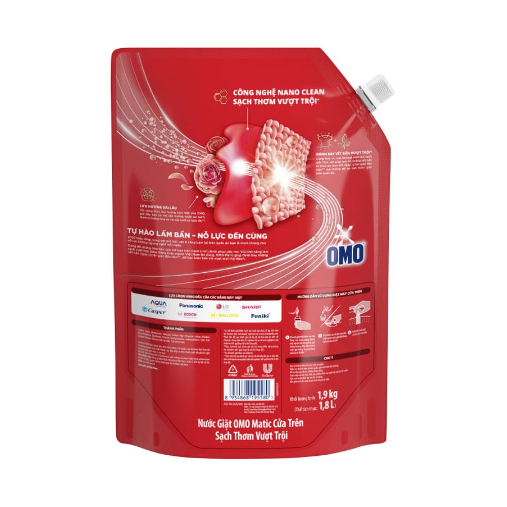 Omo Matic Top Load Laundry Detergent, Outstanding Cleanliness and Fragrance 1.9KG