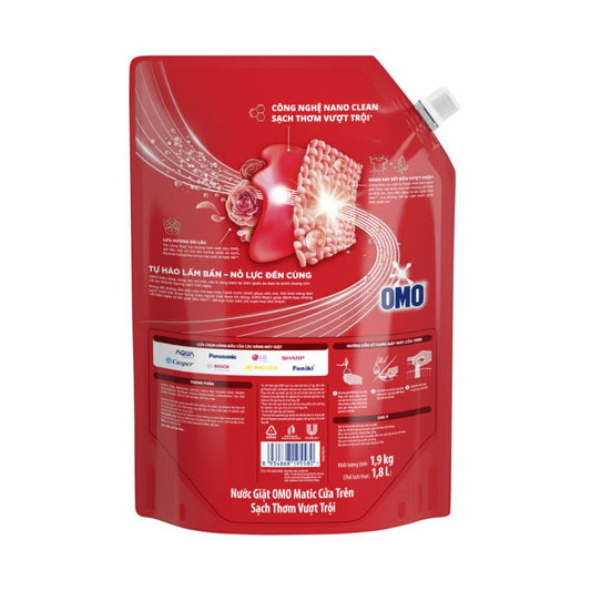 Nước Giặt Omo Matic Cửa Trên Sạch Thơm Vượt Trội 1.9KG