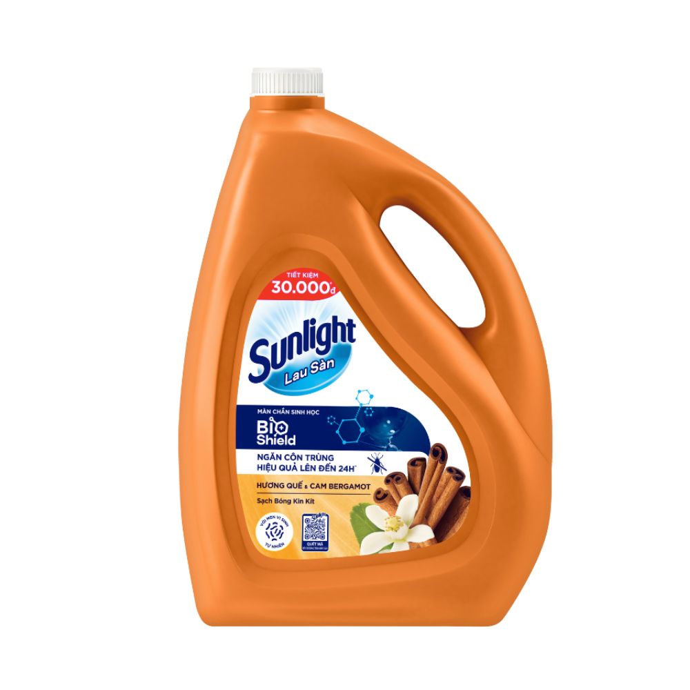 Nước lau sàn Sunlight Tinh dầu thảo mộc Quế Cam Bergamot 3.6KG