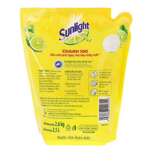 Nước Rửa Chén Sunlight Chanh Túi 2.6kg