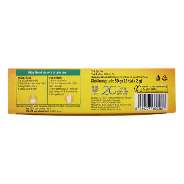 Trà đen túi lọc Lipton nhãn vàng 2G