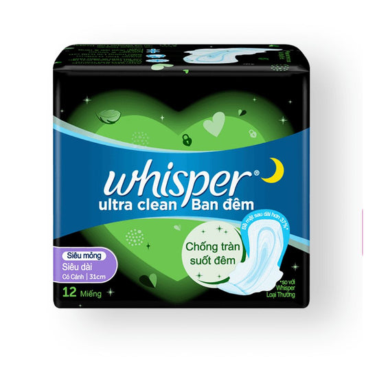 Băng Vệ Sinh Whisper Ultra Đêm Cánh 12 Miếng