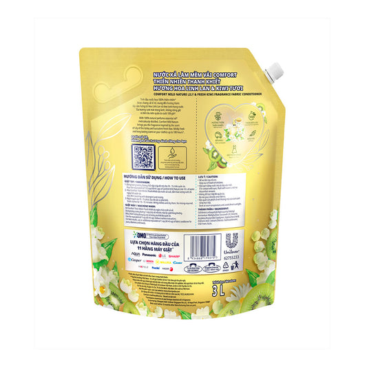 Nước Xả Vải Comfort Hương Hoa Linh Lan Và Kiwi Tươi Túi 3L