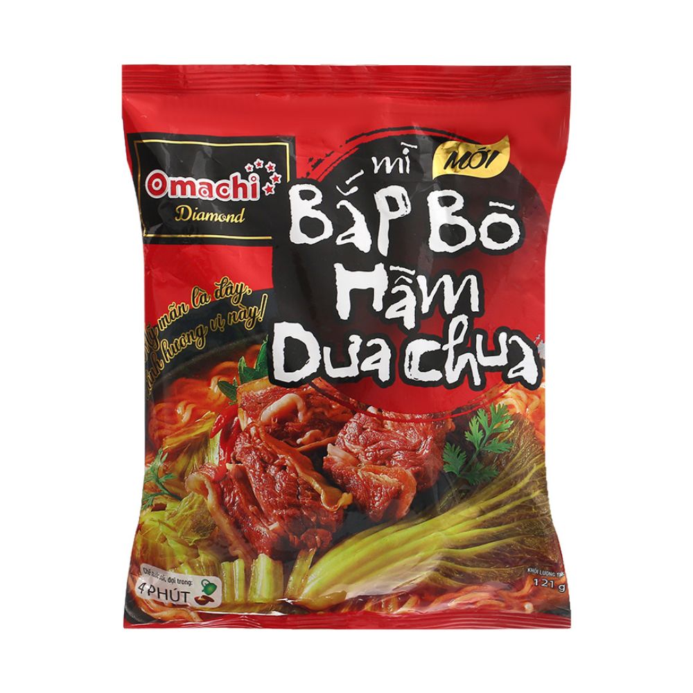 Mì Khoai Tây Omachi Diamond Bắp Bò Hầm Dưa Chua 121G