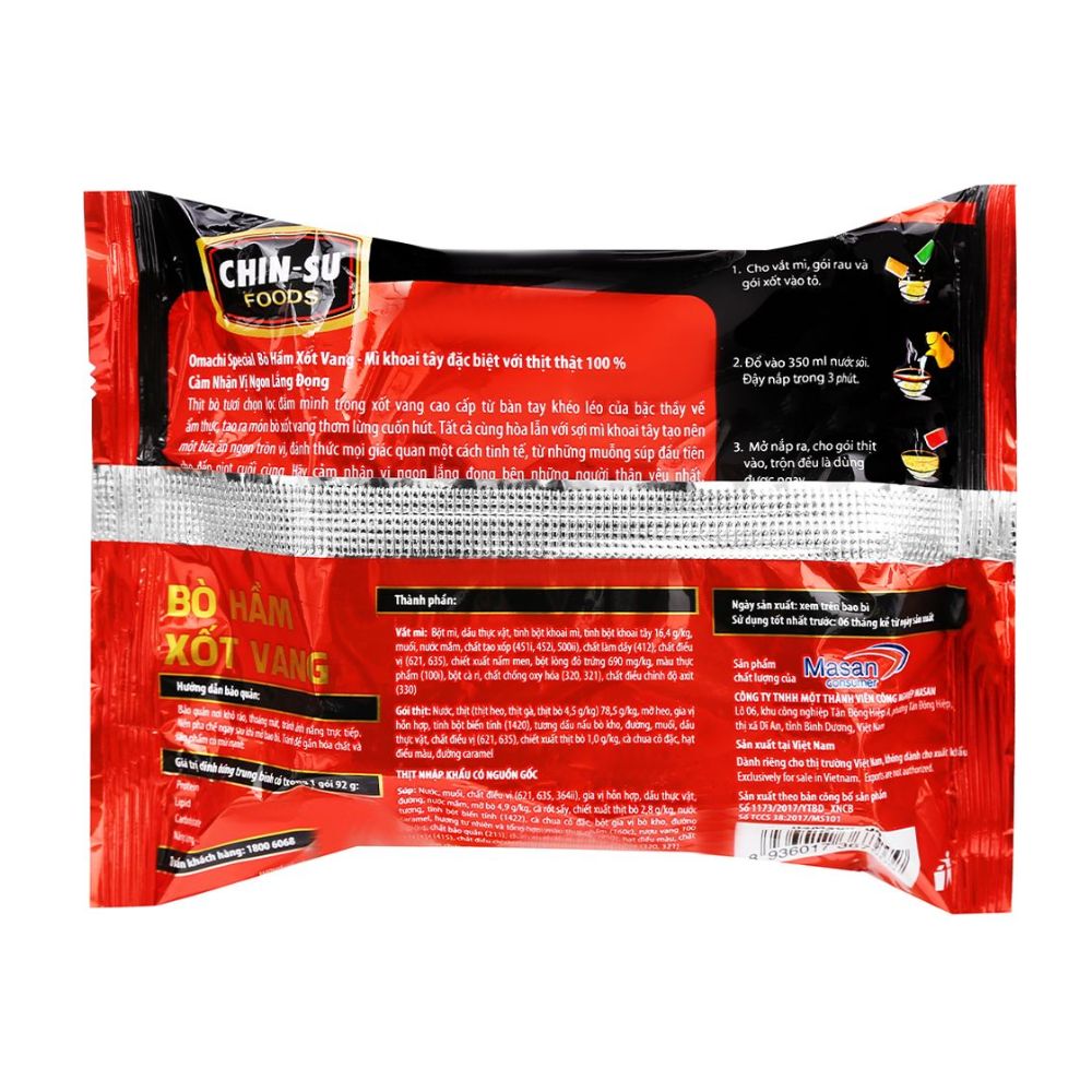 Mì Khoai Tây Omachi Special Bò Hầm Xốt Vang 92G