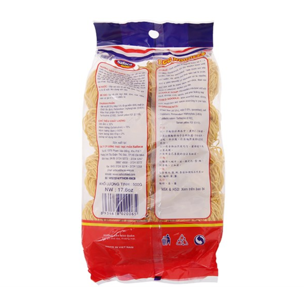 Mì Trứng Safoco Sợi Nhỏ 500G