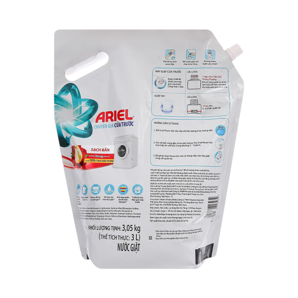 Nước Giặt Ariel Cửa Trước Hương Downy Đam Mê 3.05KG