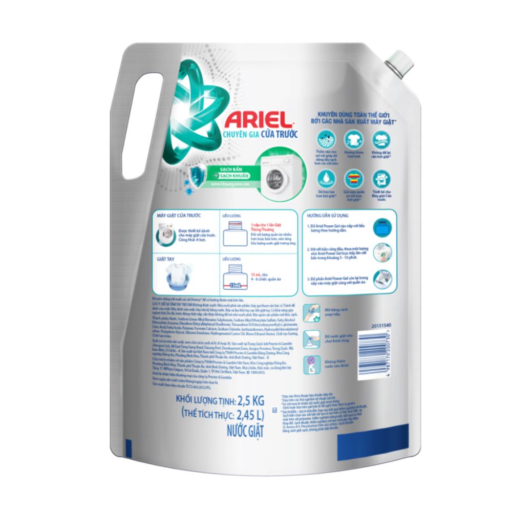 Nước Giặt Ariel Sạch Bẩn Hương Downy Nắng Sớm 2.5KG