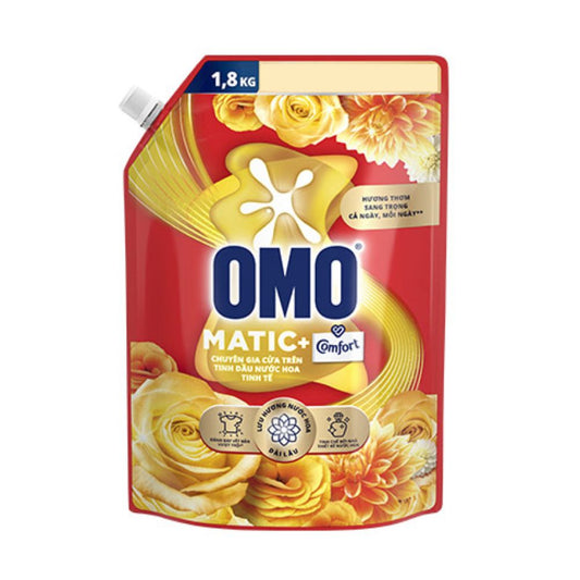 Nước Giặt OMO Matic Comfort Chuyên Gia Cửa Trên Tinh Dầu Nước Hoa Tinh Tế 1.8KG
