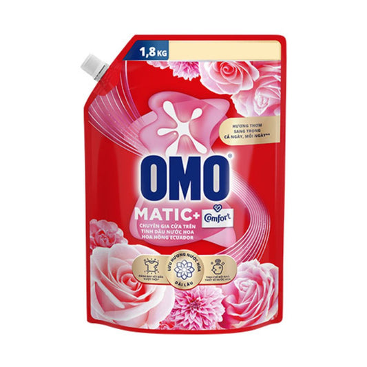 Nước Giặt OMO Matic Cửa Trên Comfort  Hoa Hồng Ecuador 1.8KG