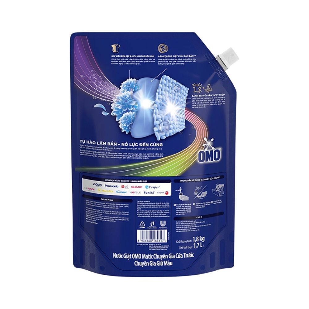 Nước Giặt OMO Matic Cửa Trước Chuyên Gia Giữ Màu 1.8KG
