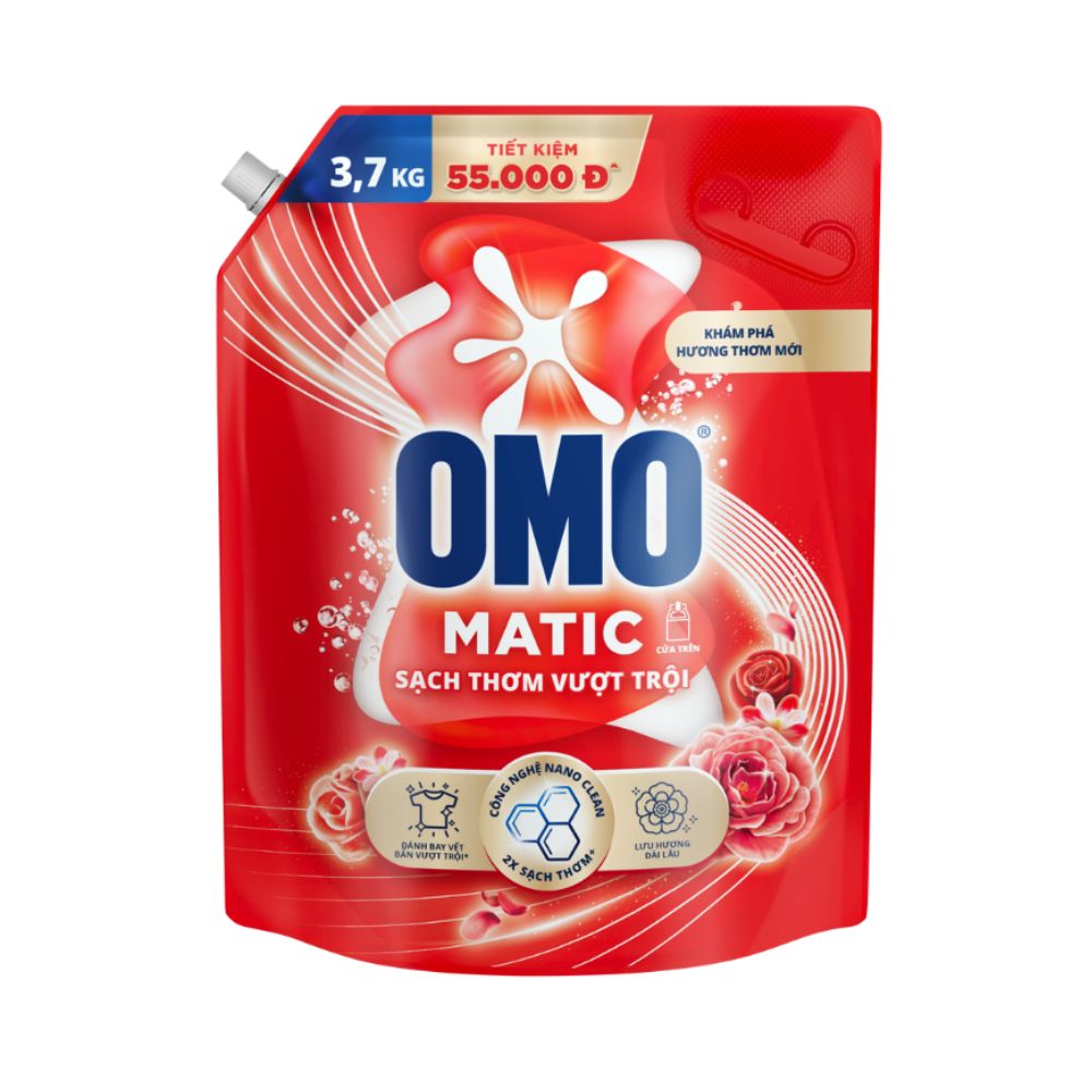 Nước Giặt Omo Matic Cửa Trên Sạch Thơm Vượt Trội 3.7KG