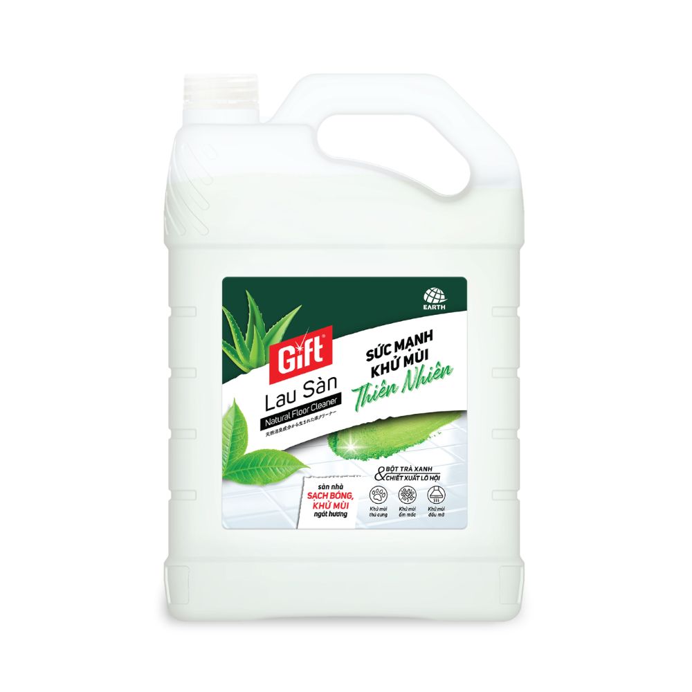 Nước Lau Sàn Gift Khử Mùi Thiên Nhiên Bột Trà Xanh Chiết xuất Lô Hội 3.8KG