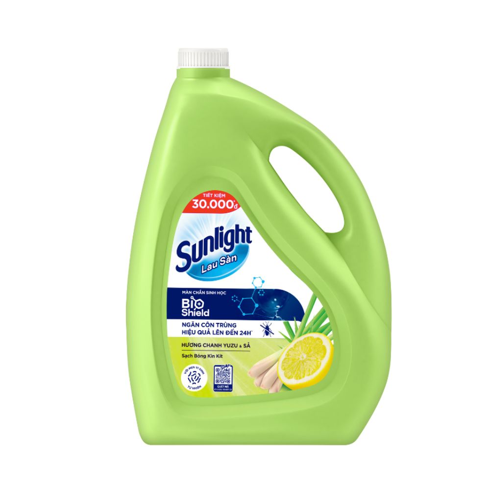Nước Lau Sàn Sunlight Tinh Dầu Thảo Mộc Hương Chanh Yuzu và Sả 3.6KG