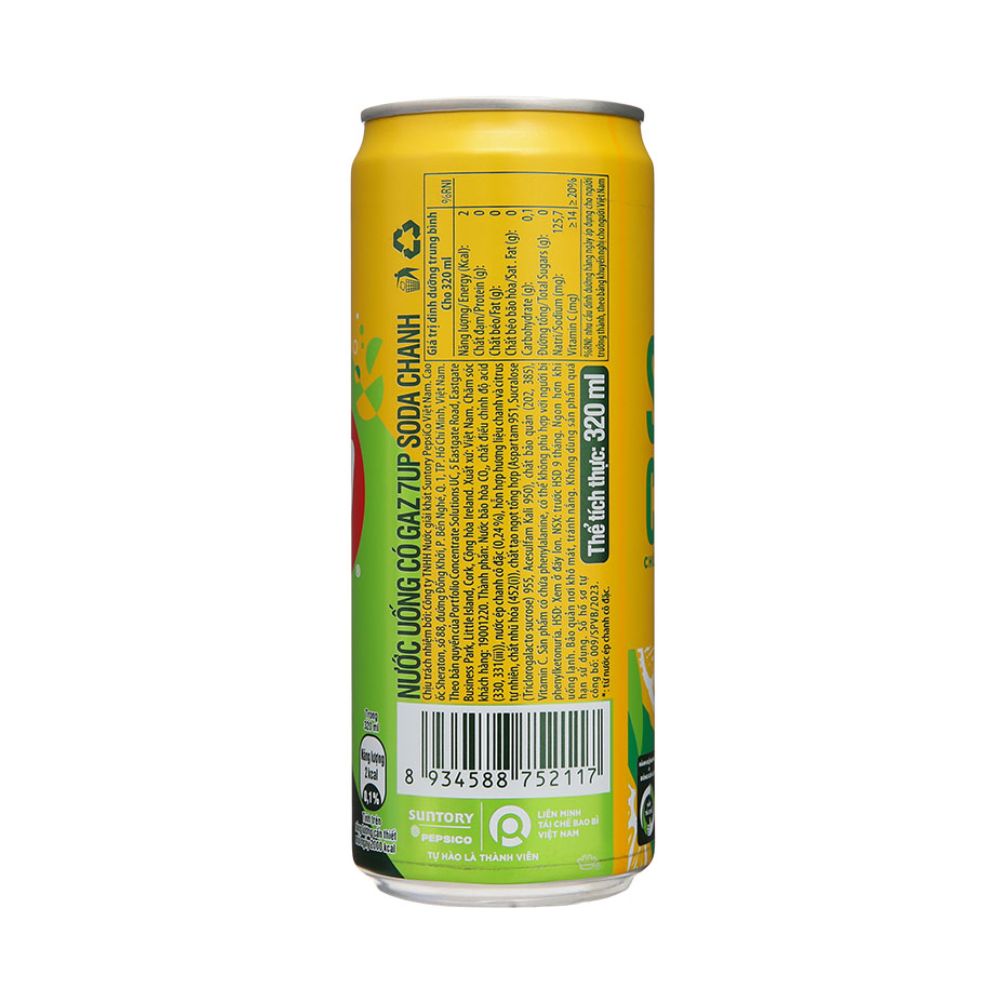 Nước Ngọt 7UP Soda Chanh 320ML
