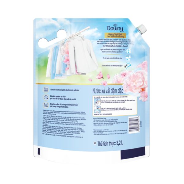 Nước Xả Vải Downy Tinh Khôi Lan Tiên & Trà Trắng 3.2L