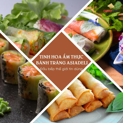 Bánh Tráng Siêu Mỏng Asiadeli 22 cm x 16 cm Không Nhúng Nước gói 300g Hàng Xuất Khẩu