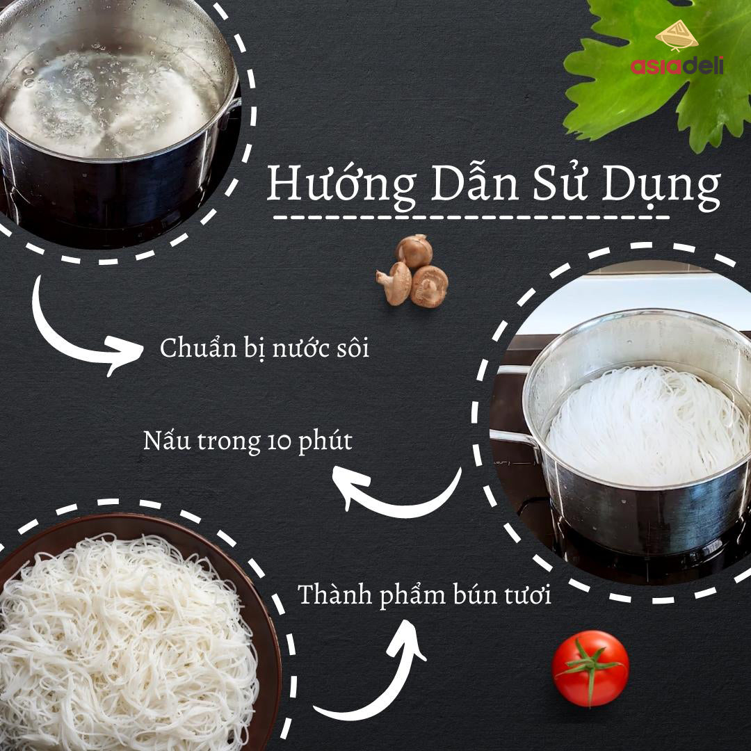 Bún Tươi Khô Asiadeli gói 300g Hàng Xuất Khẩu