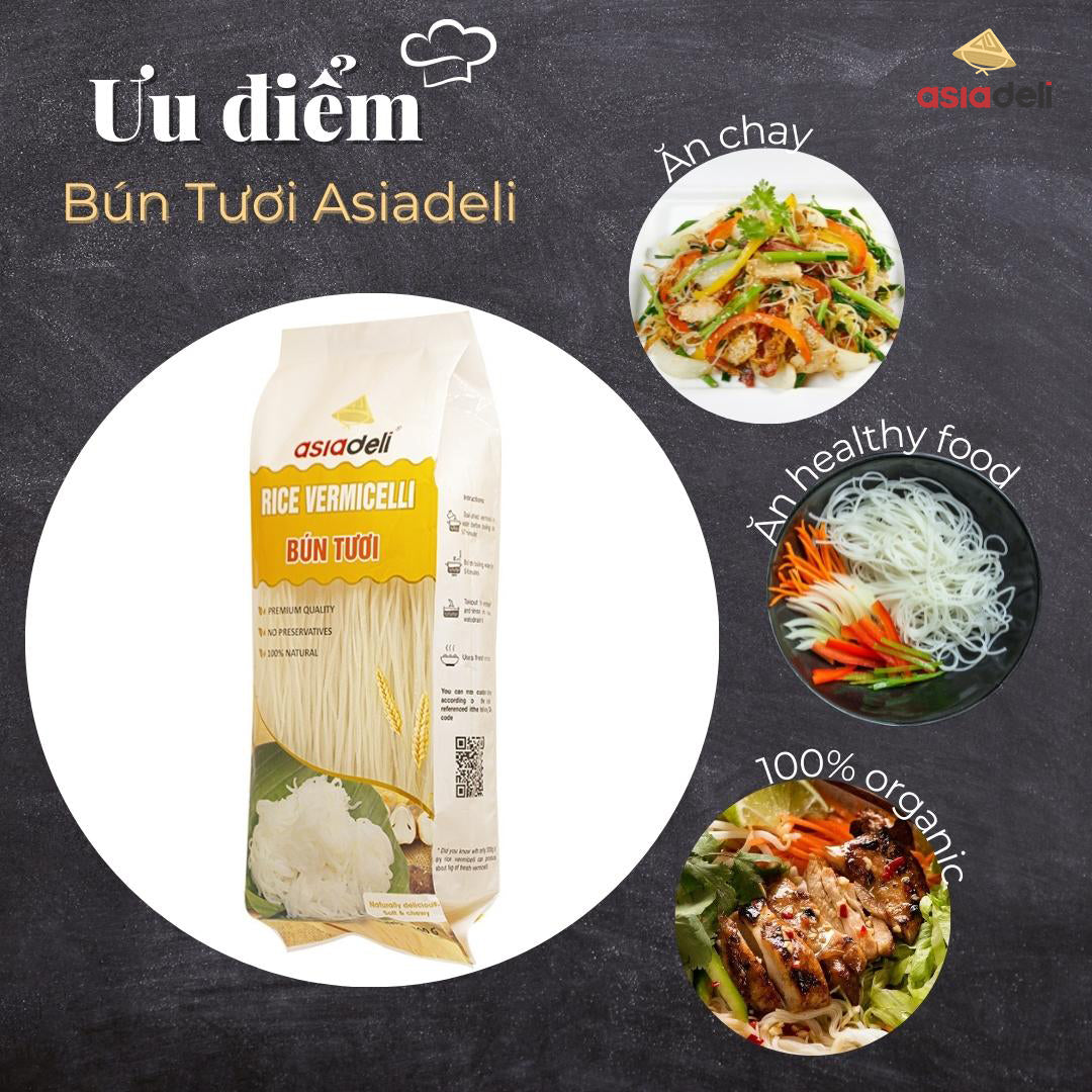 Bún Tươi Khô Asiadeli gói 300g Hàng Xuất Khẩu