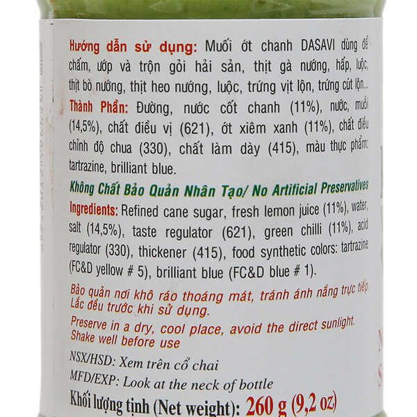 Muối Chanh Ớt Dasavi Xanh 260g
