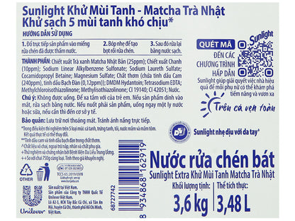 Nước rửa chén Sunlight Extra trà xanh 3.6kg