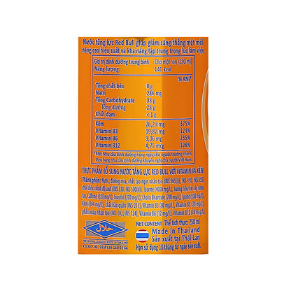 Nước Tăng Lực Redbull Thái Kẽm Và Vitamin 250ml