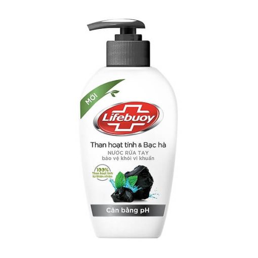 Nước Rửa Tay Cân Bằng pH Lifebuoy Than Hoạt Tính Và Bạc Hà 180g