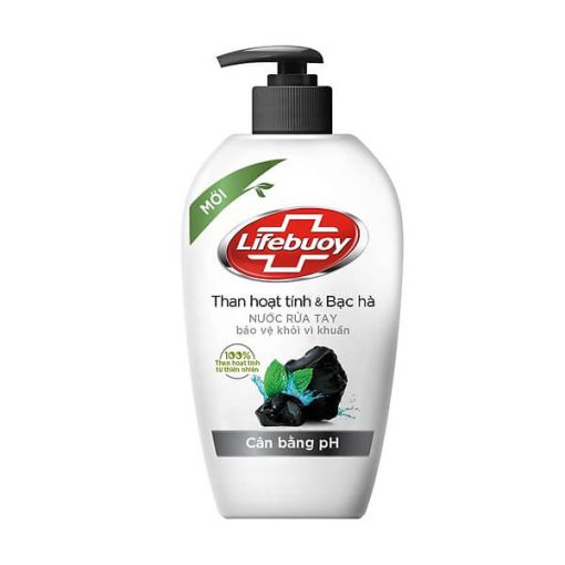 Nước Rửa Tay Cân Bằng pH Lifebuoy Than Hoạt Tính Và Bạc Hà 500g