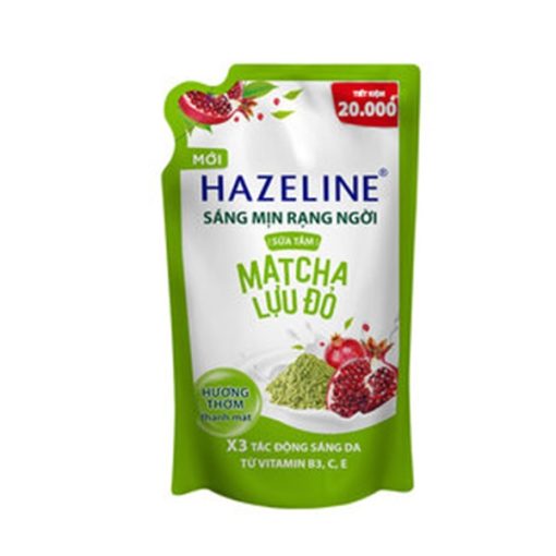 Sữa Tắm Hazeline Dưỡng Sáng Matcha Lựu Đỏ Túi 1kg