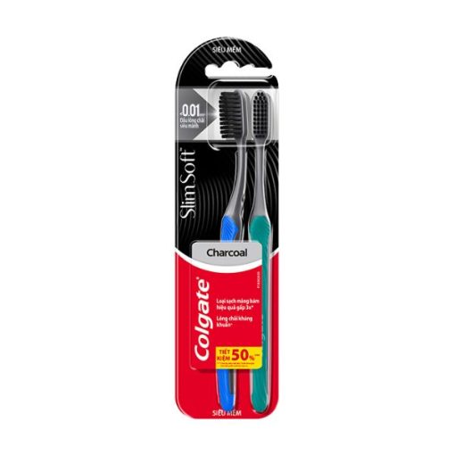 Bàn Chải Đánh Răng Colgate SlimSoft Charcoal 2 Cây