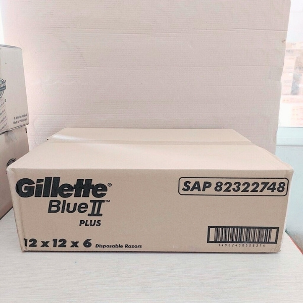 Dao Cạo Râu Gillette Chính Hãng Giá Sỉ Thùng dao cạo dùng một lần Gillette Blue II Plus chính hãng, giá sỉ, đóng gói công nghiệp 12 x 12 x 6