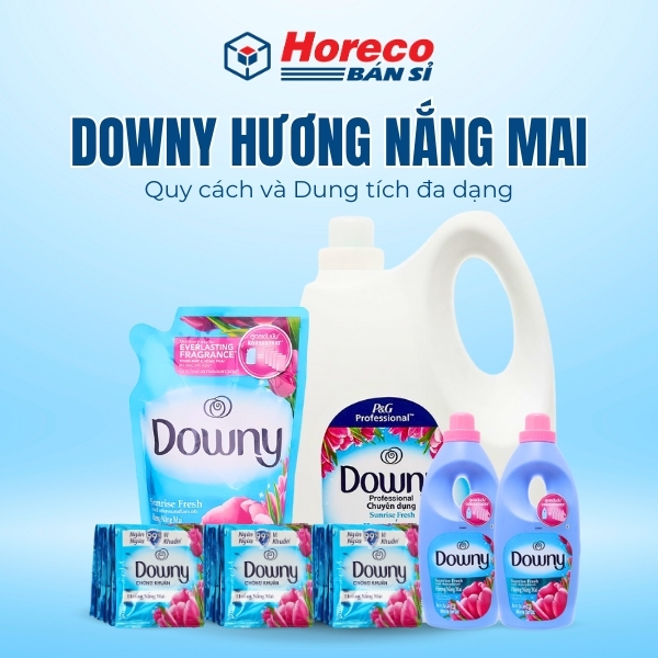 Nước xả Downy Hương Nắng Mai chính hãng với nhiều quy cách – từ gói nhỏ 18ml đến can 4L