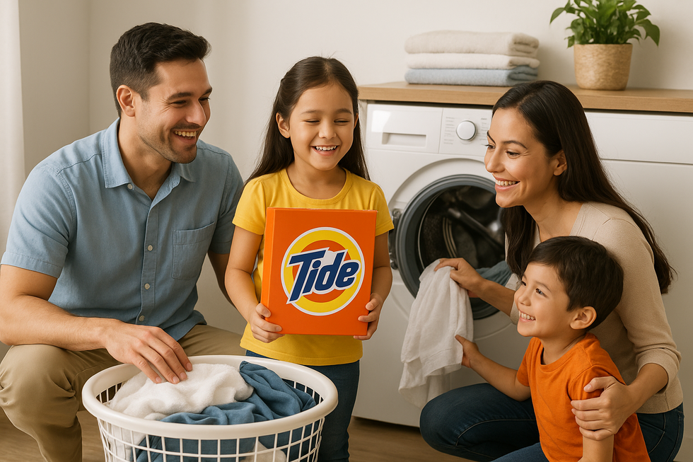 Hàng Tiêu Dùng HORECO https://horeco.vn Gia đình đang giặt giũ với sản phẩm bột giặt Tide.