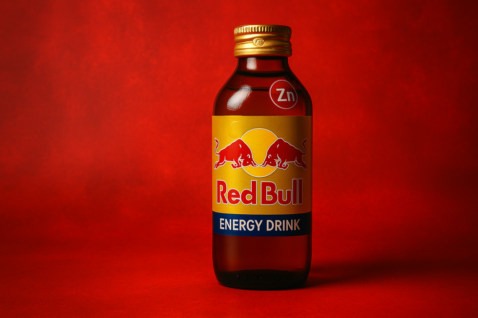 Hình ảnh chai Red Bull mới được bổ sung kẽm, thể hiện cam kết của thương hiệu đối với sức khỏe người tiêu dùng.