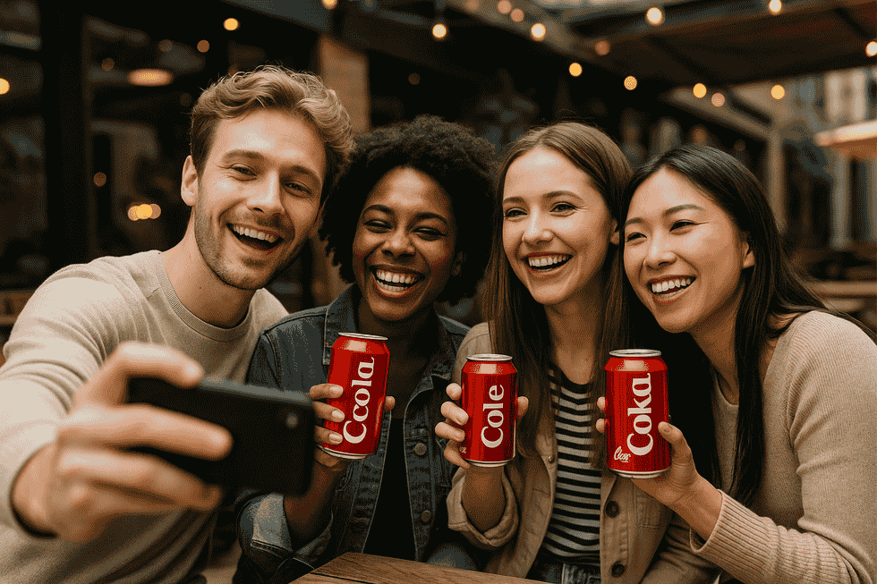 Các bạn trẻ Gen Z cầm lon Coca-Cola có tên riêng tại công viên.