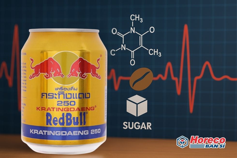 Hàng Tiêu Dùng HORECO https://horeco.vn Người dùng Red Bull trong môi trường thoải mái với biểu tượng kiểm tra sức khỏe.