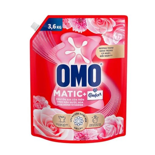Nước Giặt OMO Matic Cửa Trên Comfort  Hoa Hồng Ecuador 3.6KG