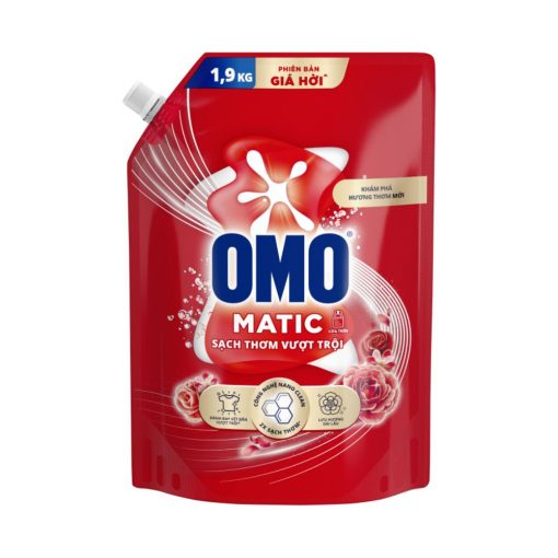 Nước Giặt Omo Matic Cửa Trên Sạch Thơm Vượt Trội 1.9KG