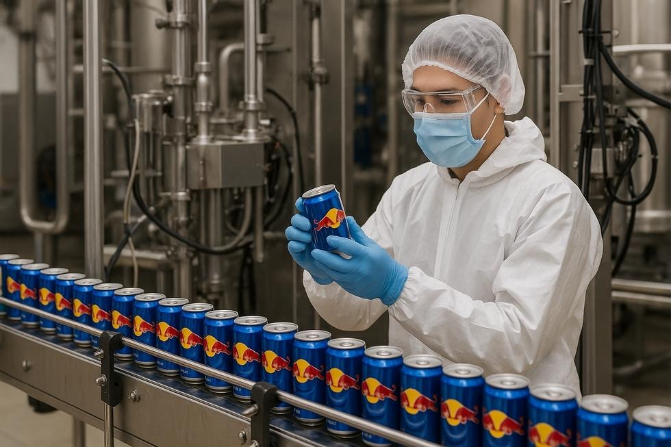 Cận cảnh các thành phần của Bò Húc với soda, caffeine và taurine.