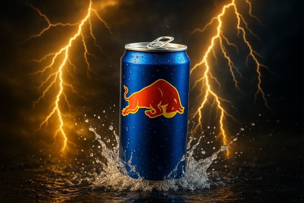 Cận cảnh các thành phần của Bò Húc với soda, caffeine và taurine.