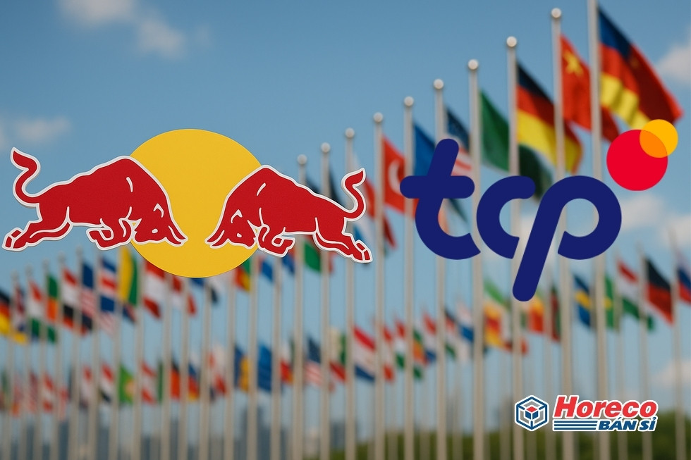 Hàng Tiêu Dùng HORECO https://horeco.vn Biểu trưng Red Bull và T.C. Pharmaceutical trong bối cảnh quốc tế.