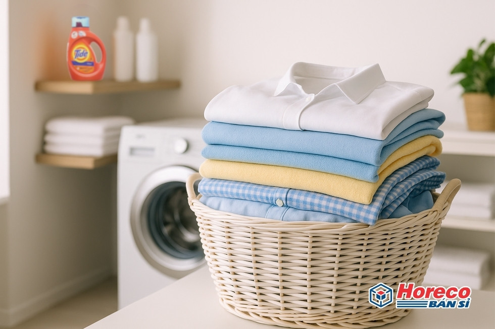 Hàng Tiêu Dùng HORECO https://horeco.vn Giỏ quần áo sạch sẽ sau khi giặt bằng Tide