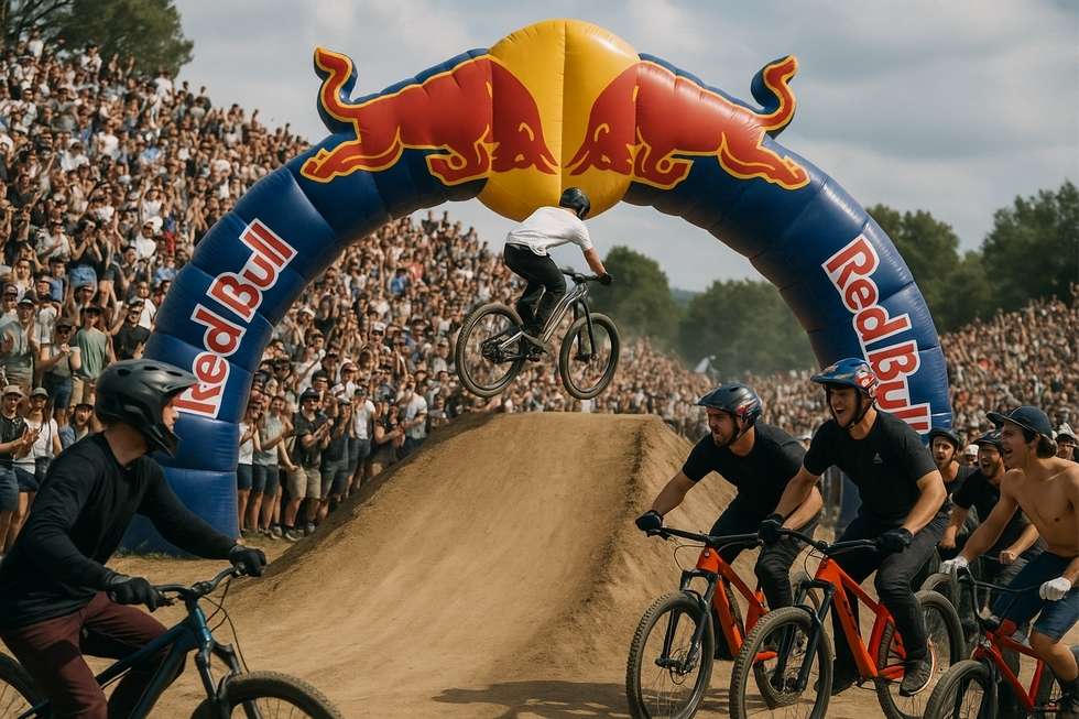 Vận động viên uống Red Bull trên sân.